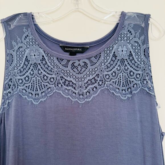 Banana Republic Womens Lace Smokey Blue Gray Sleeveless Tank Top Size XS - Picture 7 of 11
